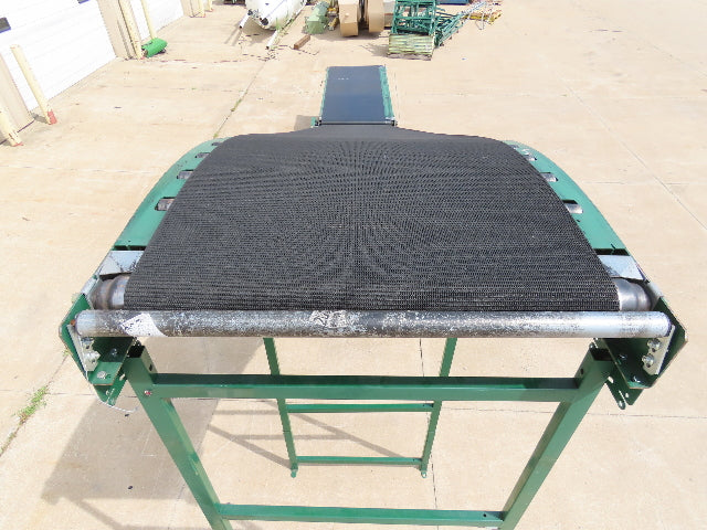 Dematic 42"x 28' Flat to Incline Belt Conveyor RH Center Drive 460V 95fpm 117"H