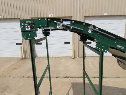 Dematic 42"x 28' Flat to Incline Belt Conveyor RH Center Drive 460V 95fpm 117"H