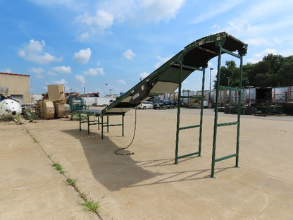 Dematic 42"x 28' Flat to Incline Belt Conveyor RH Center Drive 460V 95fpm 117"H