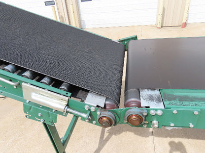 Dematic 42"x 28' Flat to Incline Belt Conveyor RH Center Drive 460V 95fpm 117"H