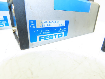 Festo VL-5/2-D-3-C Pneumatic Air Valve 5/2-Way Monostable 4500 l/min Lot of 5