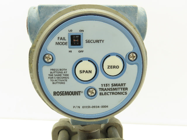 Rosemount 1151LT6SA0A22DL4C9 Pressure Transmitter 45VDC 285PSI 3" Flange Mounted