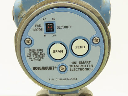 Rosemount 1151LT6SA0A22DL4C6 Pressure Transmitter 45VDC 285PSI 3" Flange Mounted