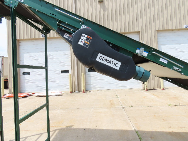 Dematic 42"x 26' Flat to Incline Belt Conveyor LH Center Drive 460V 255fpm 10'H