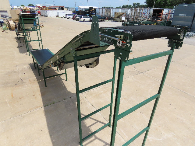 Dematic 42"x 26' Flat to Incline Belt Conveyor LH Center Drive 460V 255fpm 10'H