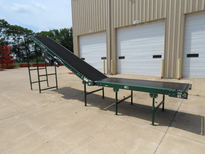 Dematic 42"x 26' Flat to Incline Belt Conveyor LH Center Drive 460V 255fpm 10'H