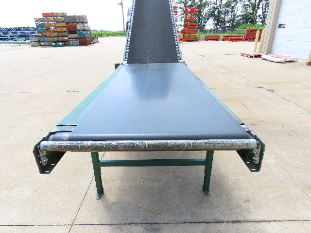Dematic 42"x 26' Flat to Incline Belt Conveyor LH Center Drive 460V 255fpm 10'H