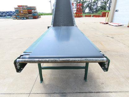 Dematic 42"x 26' Flat to Incline Belt Conveyor LH Center Drive 460V 255fpm 10'H