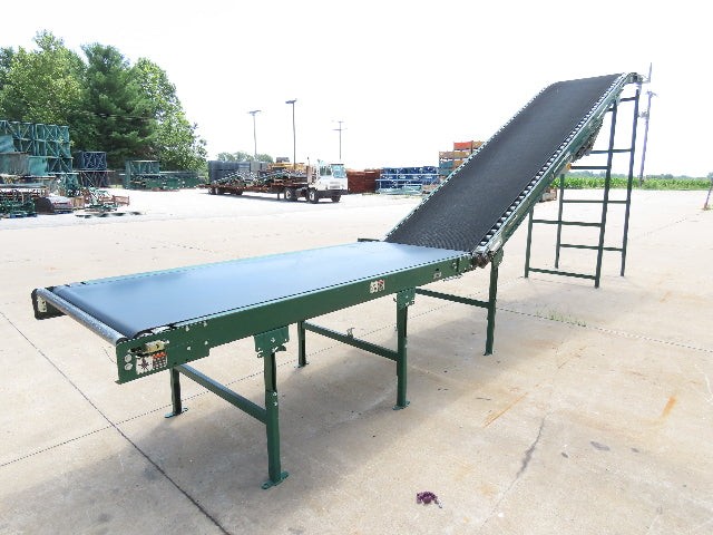 Dematic 42"x 26' Flat to Incline Belt Conveyor LH Center Drive 460V 255fpm 10'H