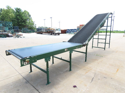 Dematic 42"x 26' Flat to Incline Belt Conveyor LH Center Drive 460V 255fpm 10'H