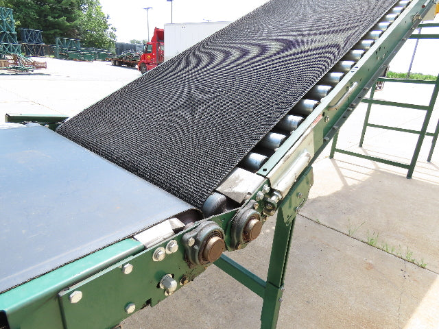 Dematic 42"x 26' Flat to Incline Belt Conveyor LH Center Drive 460V 255fpm 10'H