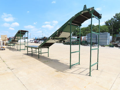 Dematic 42"x 26' Flat to Incline Belt Conveyor LH Center Drive 460V 255fpm 10'H