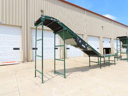 Dematic 42"x 26' Flat to Incline Belt Conveyor LH Center Drive 460V 255fpm 10'H