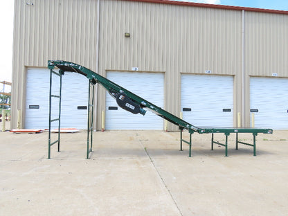 Dematic 42"x 26' Flat to Incline Belt Conveyor LH Center Drive 460V 255fpm 10'H