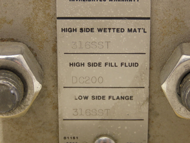 Rosemount 1151LT6SA0A22DL4C9 Pressure Transmitter 45VDC 285PSI 3" Flange Mounted