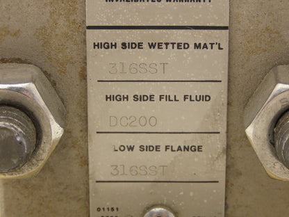 Rosemount 1151LT6SA0A22DL4C9 Pressure Transmitter 45VDC 285PSI 3" Flange Mounted