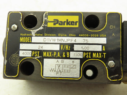 Parker D1VW1MNJPF4 Directional Control Valve 24V 1.A 4000 Max PSI 1500 Max-T