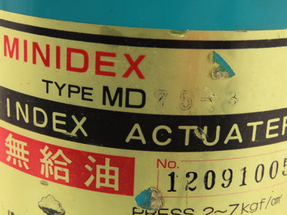Kamo MD75-3 Minidex Pneumatic Air Index Actuator 3 Position Rotation 75mm Bore