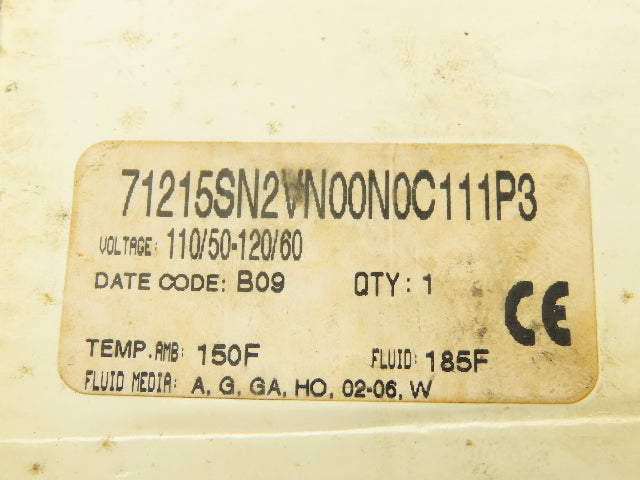 Parker 71215SN2VN00N0C111P3 Skinner Valve Solenoid 2 Way Normally Closed 110V