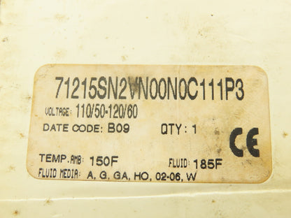 Parker 71215SN2VN00N0C111P3 Skinner Valve Solenoid 2 Way Normally Closed 110V