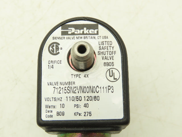 Parker 71215SN2VN00N0C111P3 Skinner Valve Solenoid 2 Way Normally Closed 110V