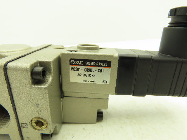 SMC VSP3135-049DL-X61 Pneumatic Solenoid Valve w/Base 1/2" NPT 120VAC 60Hz