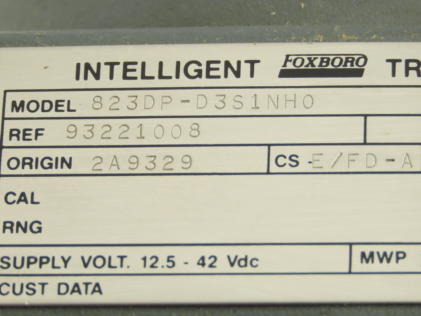 Foxboro 823DP-D3S1NHO Pressure Transmitter 12.5-42VDC 1500PSI W/Bracket No Cap