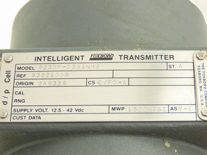 Foxboro 823DP-D3S1NHO Pressure Transmitter 12.5-42VDC 1500PSI W/Bracket No Cap