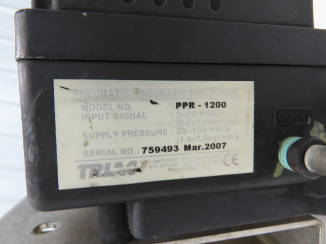 Triac PPR-1200 Spring Return Pneumatic Valve Actuator Rotary 4" Butterfly 2R80SR