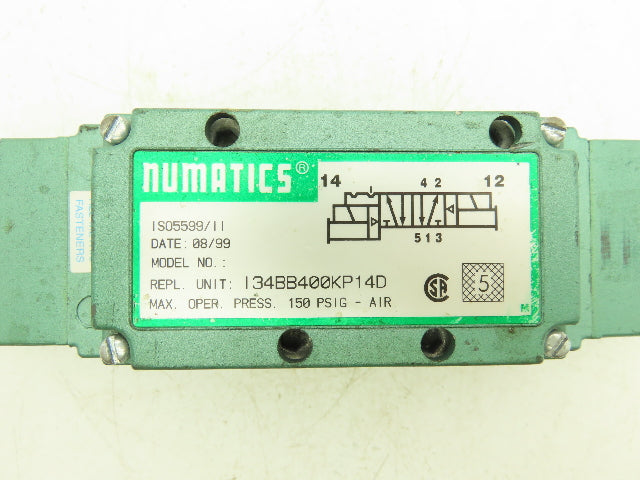 Numatics I34BB400KP14D Pneumatic Air Solenoid Valve 150psi 120vac Coil 237-1045B