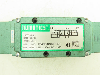 Numatics I34BB400KP14D Pneumatic Air Solenoid Valve 150psi 120vac Coil 237-1045B