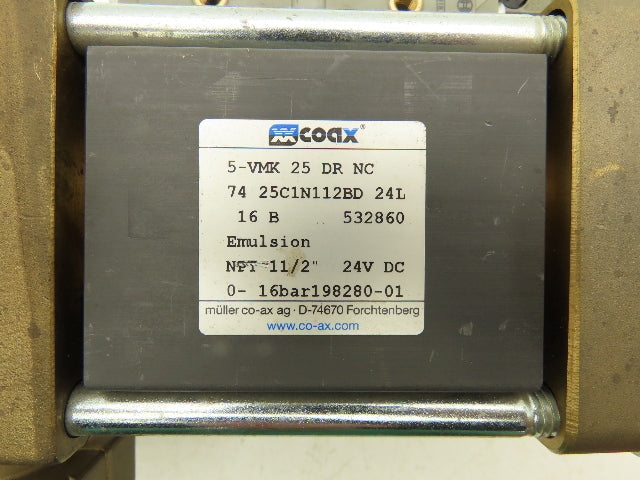 COAX 5-VMK 25 DR NC Brass Coaxial 3-Way Solenoid Valve 1-1/2"NPT 24VDC 230PSI