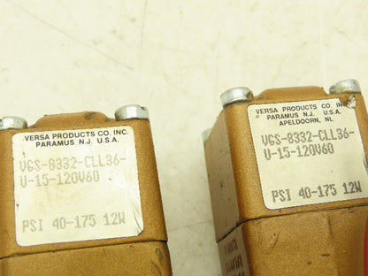 Versa VGS8332CLL36U15120V60 Solenoid Valve Ports 40-175PSI *Mixed Lot Of 3*