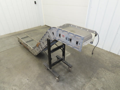 Dynacon 12"x 9' Portable Incline Parts Conveyor Plastic Cleated Belt DC Drive