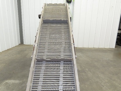 Dynacon 12"x 9' Portable Incline Parts Conveyor Plastic Cleated Belt DC Drive