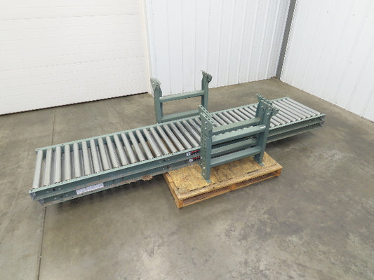 Uline 24"x 10' Gravity Roller Conveyor 1.9" Roller 21"BF 2-Sections 20' w/Legs
