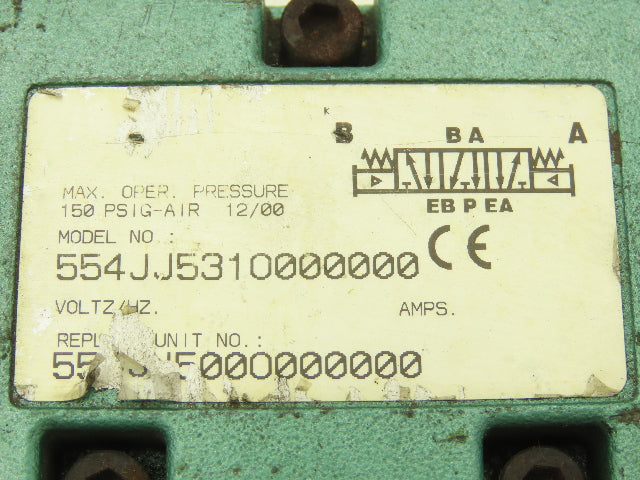 Numatics 554JJ531O000000 Pneumatic Solenoid Valve 4/3 150psi 5-Port 1/2"Manifold