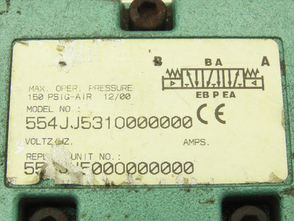 Numatics 554JJ531O000000 Pneumatic Solenoid Valve 4/3 150psi 5-Port 1/2"Manifold