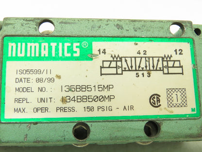 Numatics 135BB515MP  5/3 Position Open Center Pneumatic Solenoid Valve 24VDC