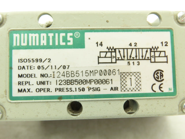 Numatics 124BB515MP00061 Solenoid Pilot Valve With Manifold 24VDC 4 Watt Coils