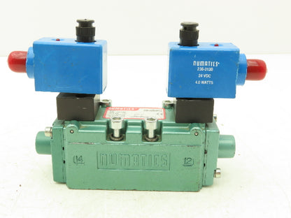 Numatics I22BB500R061D61 Pneumatic Dual Solenoid Valve 145PSI 24VDC 5/3-Way
