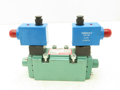 Numatics I22BB500R061D61 Pneumatic Dual Solenoid Valve 145PSI 24VDC 5/3-Way
