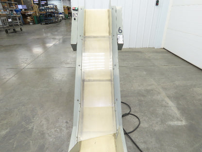 LaRos 10"x 74"L Portable Incline Parts Conveyor Cleated Belt 115V Variable Speed