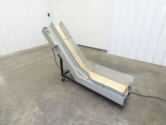 LaRos 74"L Incline Cleated Belt Conveyor on Casters 10"Bed 115V Variable Speed