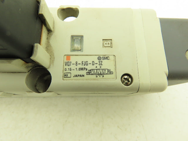 SMC VQ7-8-FJG-D-3Z Pneumatic Air Solenoid Valve 145PSI 24VDC