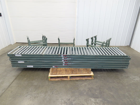 Uline 24"x 10' Gravity Roller Conveyor 1-3/8" Roller 22"BF 6-Sections 60' w/Legs
