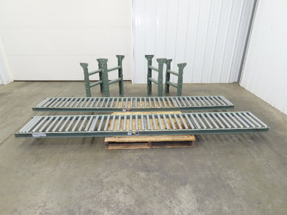 Uline 18"x 10' Gravity Roller Conveyor 1-3/8" Roller 16"BF 2-Sections 20' w/Legs