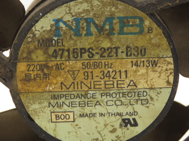 Minebea 4715PS-22T-B30 Cooling Fan 4 1/2" 220VAC 1 Phase 50/60 HZ Lot Of 5