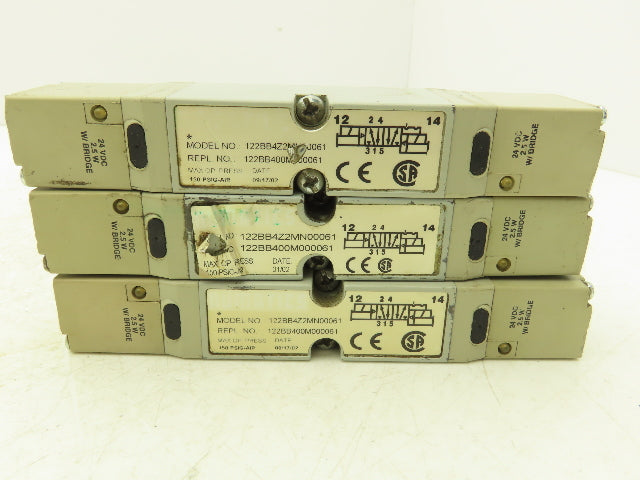 Numatics 122BB4Z2MN00061 Solenoid Valve 150PSIG 24VDC 2.5W W/Bridge Lot of 3