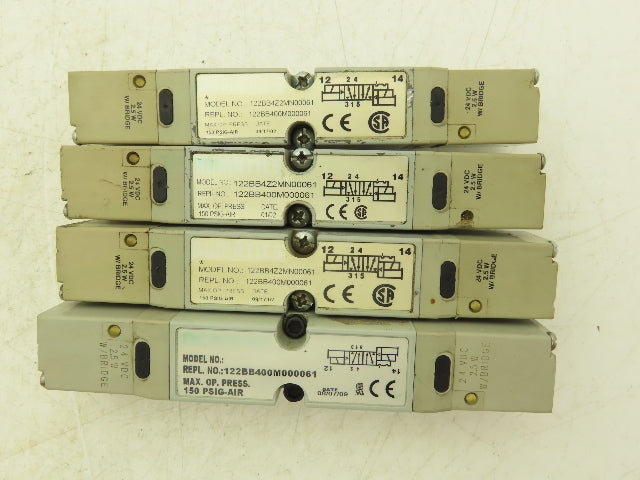 Numatics 122BB4Z2MN00061 Solenoid Valve 150 PSIG 24VDC 2.5W W/Bridge Lot Of 4